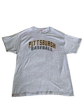 Pittsburgh Pirates Baseball T-Shirt Gray Graphic Hanes Large MLB